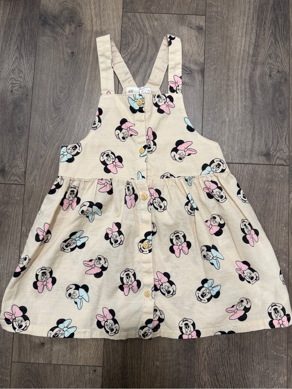 H&M Girls Light Pink Minnie Mouse Overall Dress - 3T